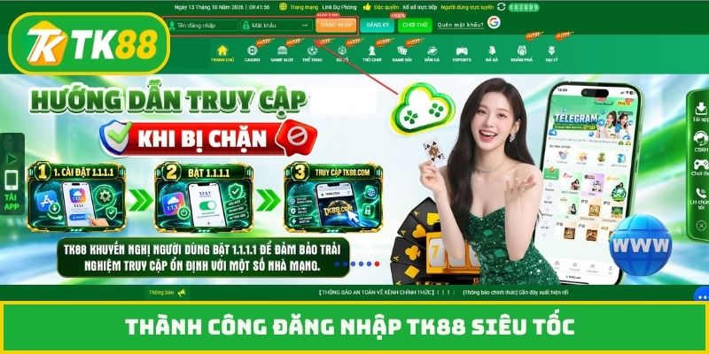 Thành công đăng nhập TK88 siêu tốc